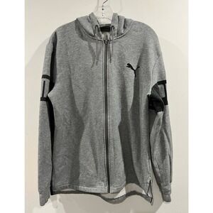 💚 Puma Gray Signature Zip Front‎ Hoodie Hooded Jacket Sweatshirt Men's size M